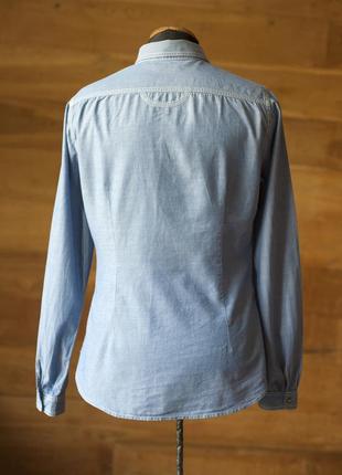 Голубая коттоновая женская рубашка massimo dutti размер xs, s4 фото