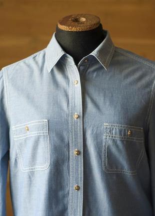 Голубая коттоновая женская рубашка massimo dutti размер xs, s3 фото