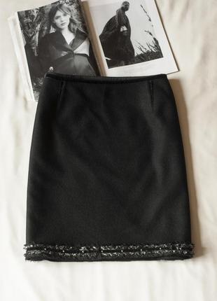 Черная шерстяная карандаш женская юбка luisa cerano, размер xl, 2xl