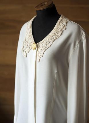 Белая винтажная австрийская женская блузка vienna, размер m4 фото