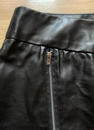 Черная короткая кожаная юбка мини из искусственной кожи lanshifei7 фото