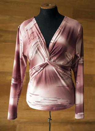 Розовая блузка с абстрактным рисунком женская perfotto (италия), размер l, xl