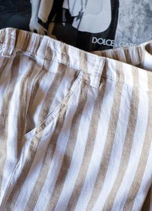 Батальные белые льняные брюки штаны в полоску женские bonmarche, размер xxl, 3xl4 фото