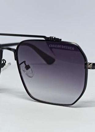 Chrome hearts чоловічі сонцезахисні окуляри темно сірі з градиентом в чорній металевій оправі