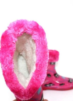 Дитячі силіконові чоботи з хутряною панчохою рожевий6 фото