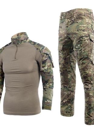 Військова форма зсу, тактичний військовий комплект одягу g2 - колір мультикам з комплектом захисту, розмір l