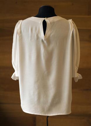 Белая нарядная блузка с объемными рукавами женская (англия), размер s, m5 фото