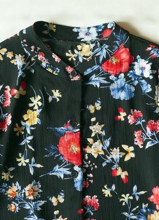 Черная блузка с цветочным принтом (италия), размер м5 фото
