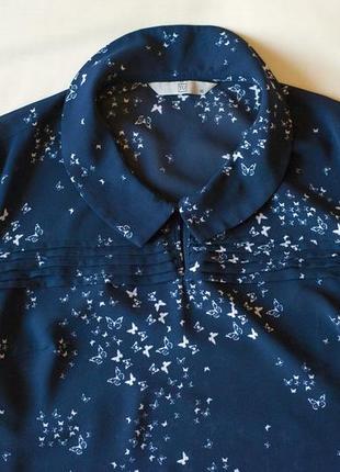Шифоновая темно синяя блузка в цветочек женская tu, размер м5 фото
