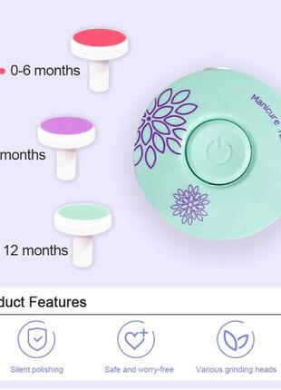Триммер для ногтей детский для детей детский маникюрный набор електропилка для детей