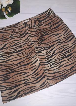 Джинсовая юбка с тигринным принтом topshop р.484 фото