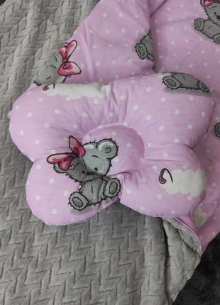 Комплект постельного белья для новорожденных манюня в кроватку ( коляску) плед + подушка + простынь8 фото