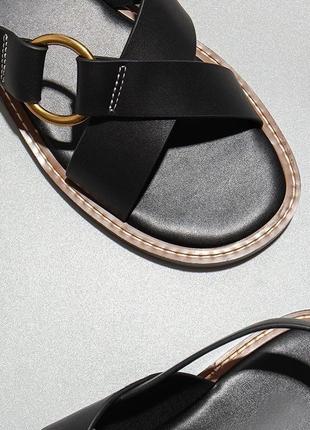 Натуральная кожа женские сандали черные коричневые с переплетами10 фото