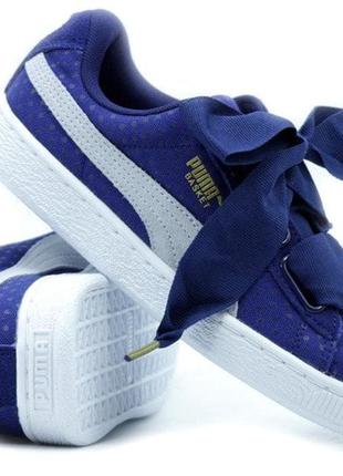 Puma suede новые кроссовки оригинал банты basket heart denim halogen blue twilight2 фото