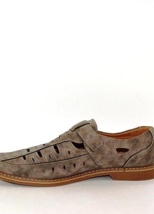 Чоловічі літні туфлі на липучках великі розміри хакі4 фото