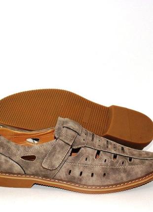 Чоловічі літні туфлі на липучках великі розміри хакі6 фото