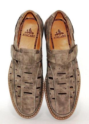 Чоловічі літні туфлі на липучках великі розміри хакі2 фото