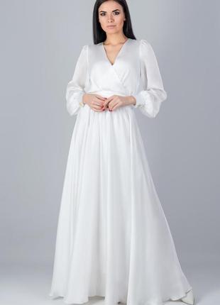Біла довга сукня для розпису, весілля,  випускного1 фото