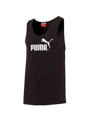 Майка чорна в рубчик з лого puma