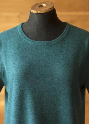 Кашеміровий светр з коротким рукавом кольору морської хвилі жіночий cashmere collection, розмір s, m2 фото