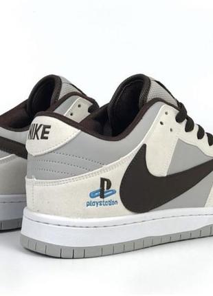 Nike sb dunk low x travis scott playstation 1 (бежевые с серым/чёрным)3 фото