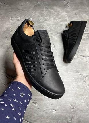 Шкіряні чоловічі кеди diesel pirate black