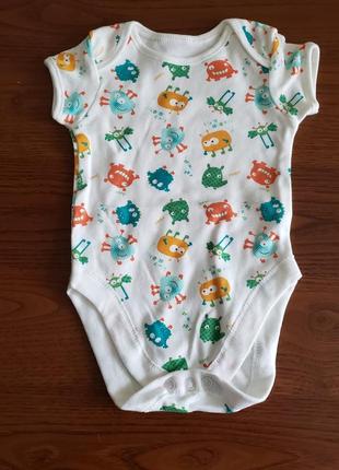 George бодик боди короткий рукав монстрики мальчику девочке 0-3м 50-56-62см новый