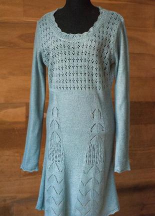 Женское вязаное платье нежного бирюзового цвета ellos, размер m1 фото