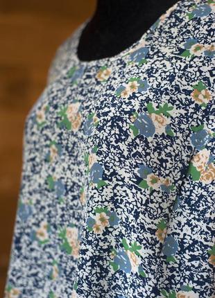 Шелковая сине-белая блузка без рукавов в цветочек (германия), размер l, xl4 фото