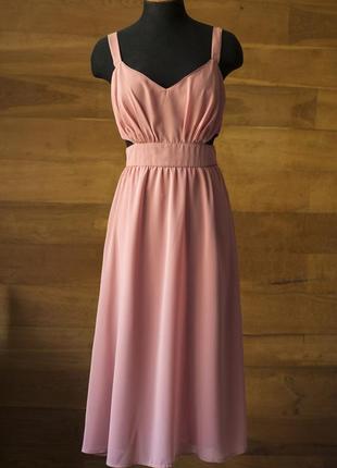 Розовое летнее платье на бретелях меди женское asos, размер м3 фото