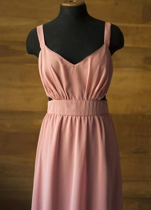 Розовое летнее платье на бретелях меди женское asos, размер м4 фото