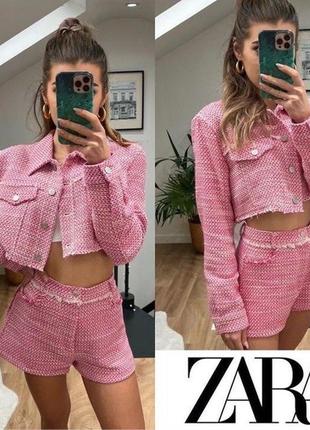 Твідові шорти букле жакард zara шорты твид2 фото