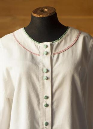 Белая летняя винтажная австрийская блузка с пышными рукавами, размер м2 фото