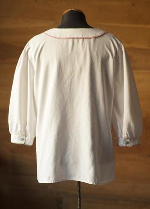 Белая летняя винтажная австрийская блузка с пышными рукавами, размер м5 фото