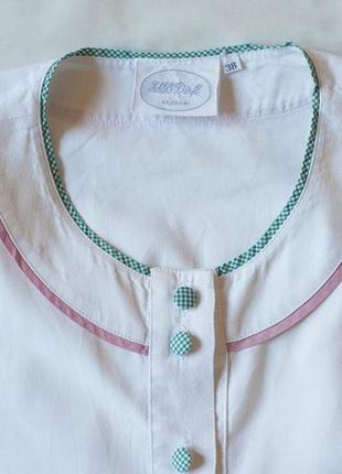 Белая летняя винтажная австрийская блузка с пышными рукавами, размер м6 фото