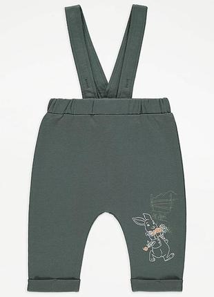 George штаны джоггеры на лямках зеленые кролик питер мальчику девочке 12-18м 1-1.5г 80-86см