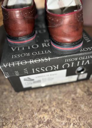 Шкіряні броги туфлі з перфорацією  на шнурівках бургунді vitto rossi4 фото