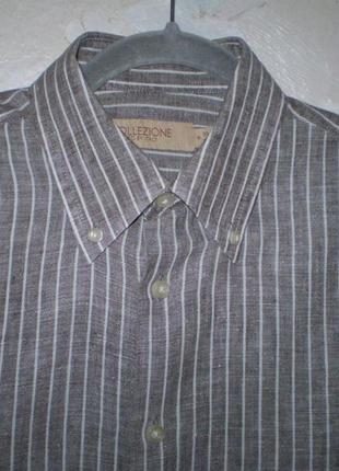 Чоловіча лляна сорочка marks&spenser m 46р. льон, у смужку, дефект3 фото