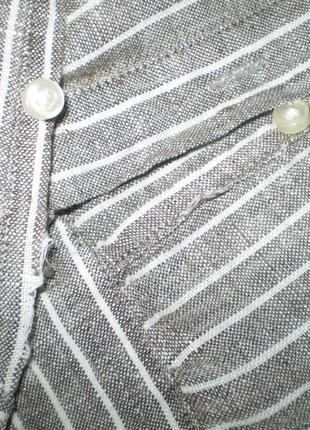 Чоловіча лляна сорочка marks&spenser m 46р. льон, у смужку, дефект9 фото