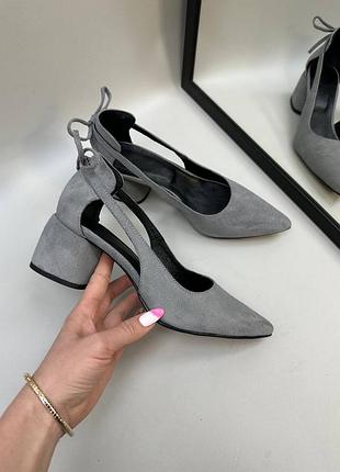 Эксклюзивные туфли лодочки из натуральной итальянской кожи и замша женские на каблуке