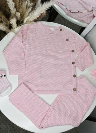 Вязаний мягенький комплект набір для дівчинки штанішки светрик