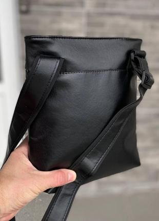 Мужская вместительная сумка барестка через плечо черная экокожа bucket7 фото