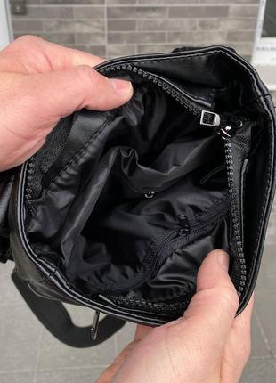 Мужская вместительная сумка барестка через плечо черная экокожа bucket8 фото