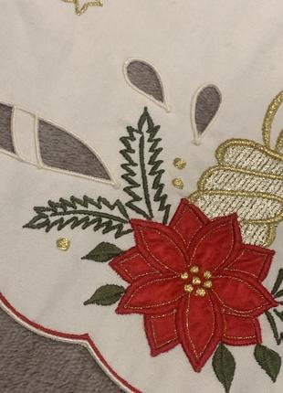 Новогодняя винтажная овальная салфетка, вышивка аппликация свечка3 фото