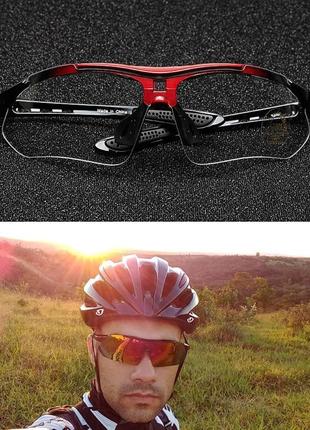 Очки "comaxsun polarized" 5 в 1 красные, uv400 велосипедные спортивные солнцезащитные тактические, поляризация6 фото