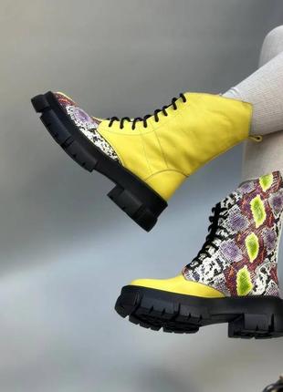 Эксклюзивные ботинки из натуральной итальянской кожи и замша женские
