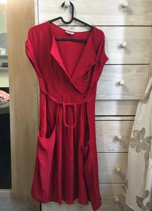 Красное миди платье на запах вискоза 100% 10-12-142 фото