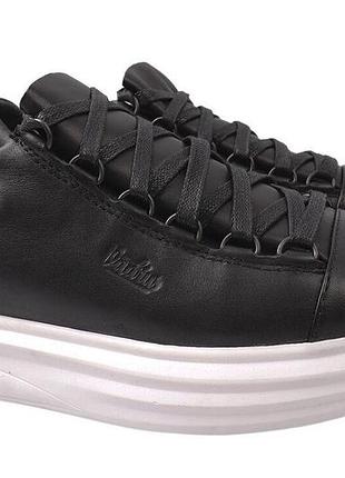 Кеды мужские из натуральной кожи, на платформе, на шнуровке, черные, украина vadrus, 42
