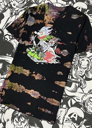 Футболка унісекс кастом тай дай з принтом анімаційний серіал рік і морті rick and morty