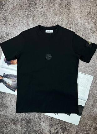 Мужская черная футболка stone island / топовая футболка стон айленд